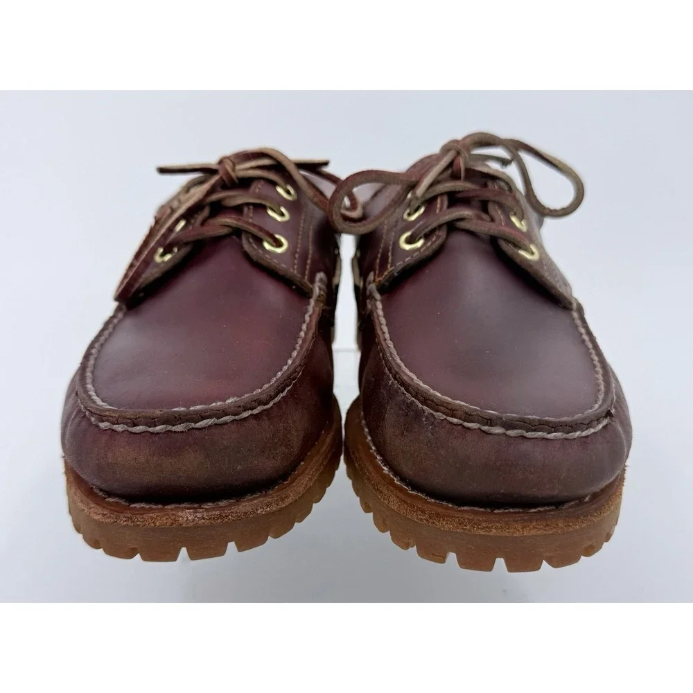 Timberland Heritage 3-Eye Classic Boat Shoes Mens Size 9.5  Burgundy Leather Vtg